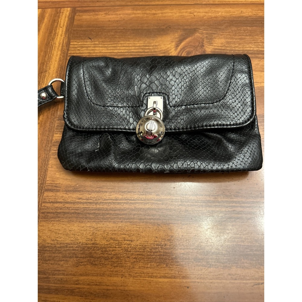 Vintage JL Black‎ Python Print Wristlet Wallet
